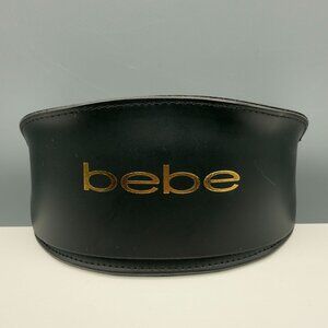 Bebe Oversized Black Sunglasses Case Gold Logo Faux Leather Storage Box